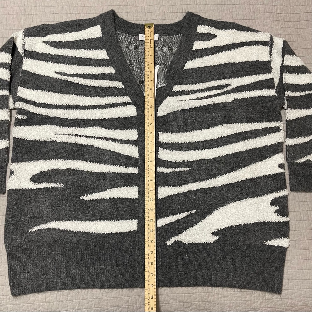 Michael Stars Charcoal Combo Nell Cardigan Zebra Thick Sweater Size 2X - Picture 8 of 10